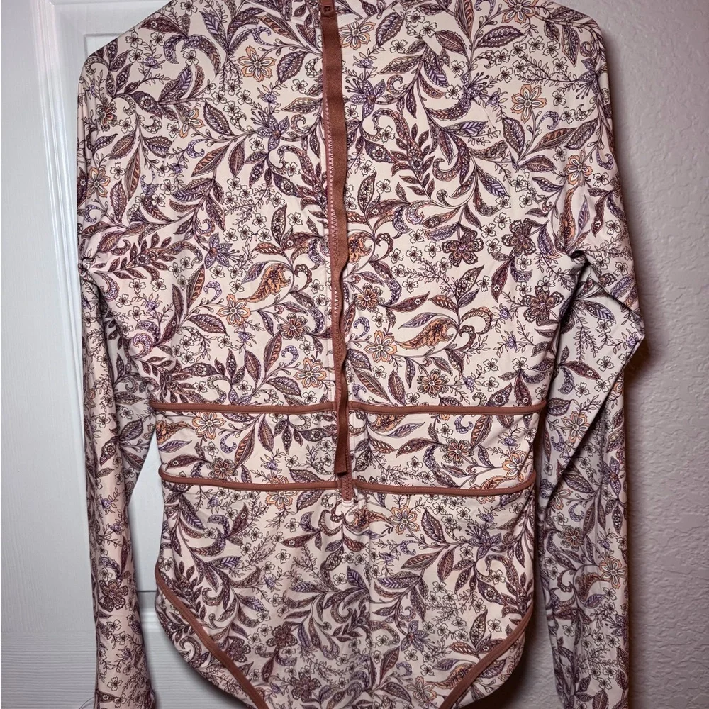 Rip Curl Floral Long Sleeve One Piece Swimsuit - Cream and Orange - Picture 5 of 9